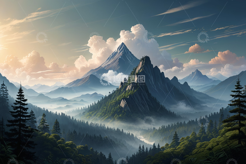 高清大图下载【趣麦麦图】山林云海自然风光全景