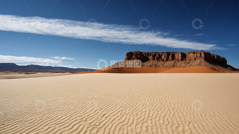 高清大图下载【趣麦麦图】沙漠风光与远处岩石景观