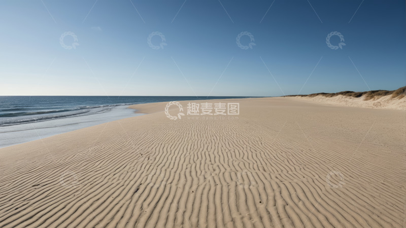高清大图下载【趣麦麦图】空旷海滩与海洋景观