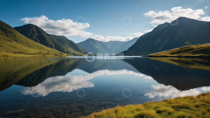 高清大图下载【趣麦麦图】山间宁静湖泊自然风光