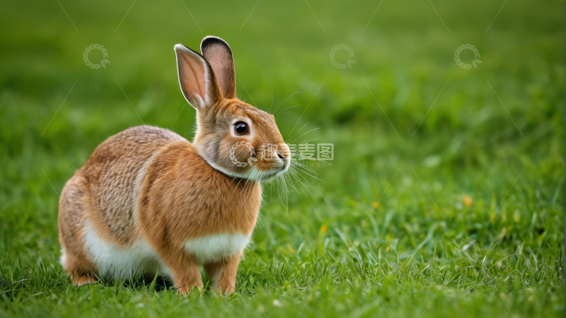 高清大图下载【趣麦麦图】草地上的棕色兔子特写