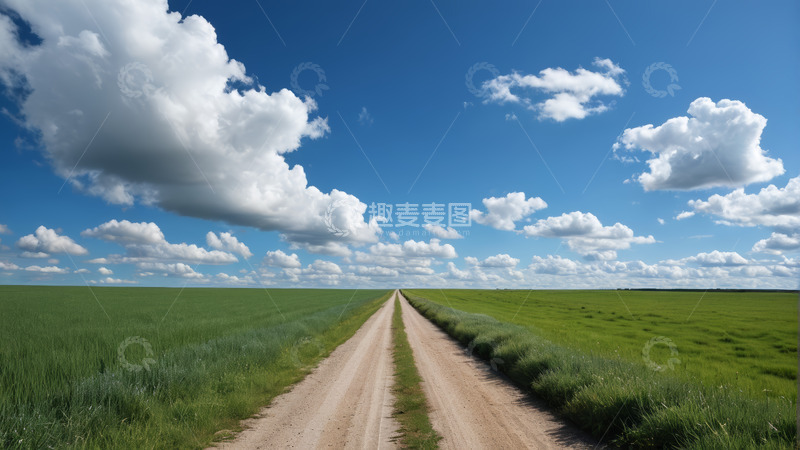 高清大图下载【趣麦麦图】田野中穿过的乡间土路