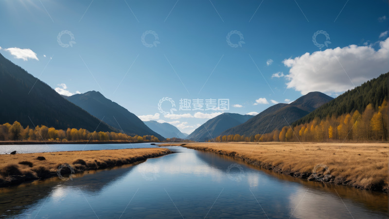 高清大图下载【趣麦麦图】山谷河流自然风光