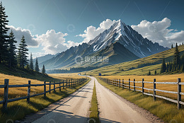 山间道路与远山风景