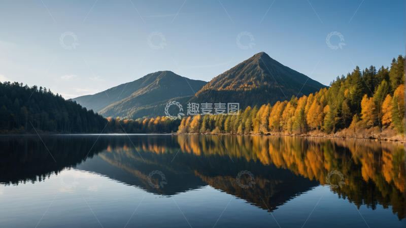 高清大图下载【趣麦麦图】山林湖泊自然风光全景