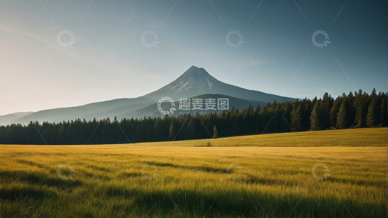 高清大图下载【趣麦麦图】原野山林与远山风景