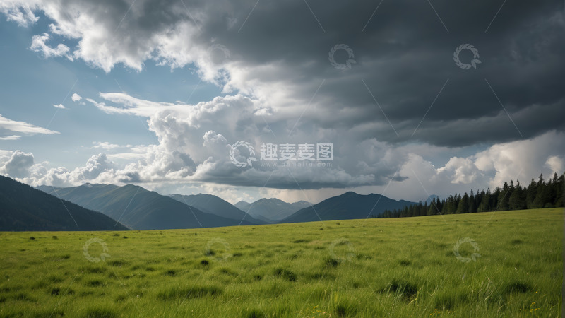 高清大图下载【趣麦麦图】草原山脉天空自然景观