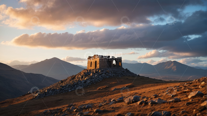 高清大图下载【趣麦麦图】山间古迹远景