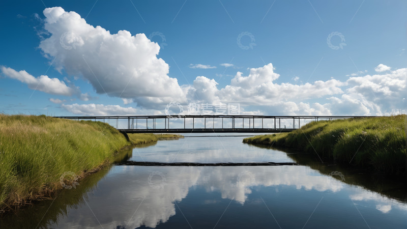 高清大图下载【趣麦麦图】河流上的桥梁与自然风光