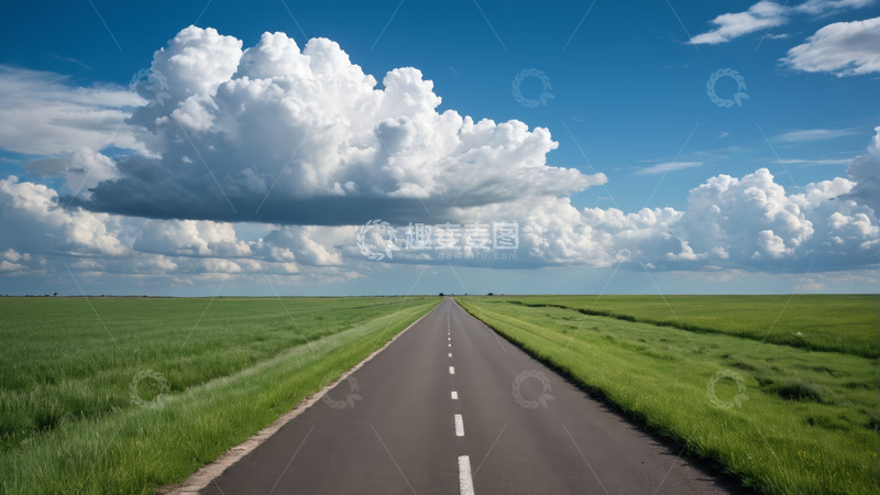 高清大图下载【趣麦麦图】田野中延伸的道路风景