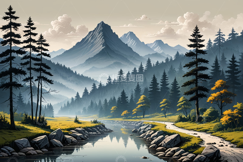 高清大图下载【趣麦麦图】山林间的自然风光与蜿蜒小路