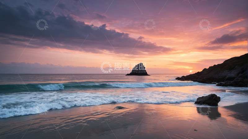 高清大图下载【趣麦麦图】海滩日落时分海景