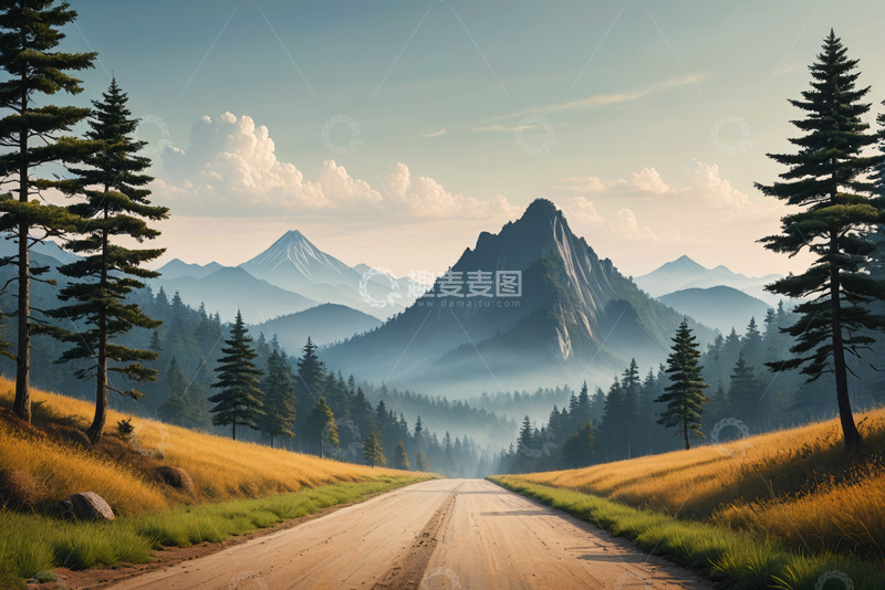 高清大图下载【趣麦麦图】山间公路自然风光