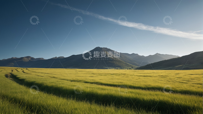 高清大图下载【趣麦麦图】广阔草原与远山风景