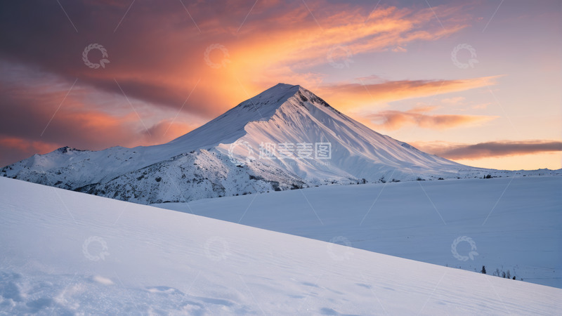 高清大图下载【趣麦麦图】雪山日出自然风光
