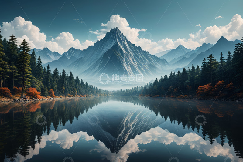 高清大图下载【趣麦麦图】山水湖泊自然风光全景