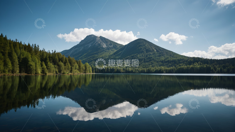 高清大图下载【趣麦麦图】山林湖泊自然风光全景