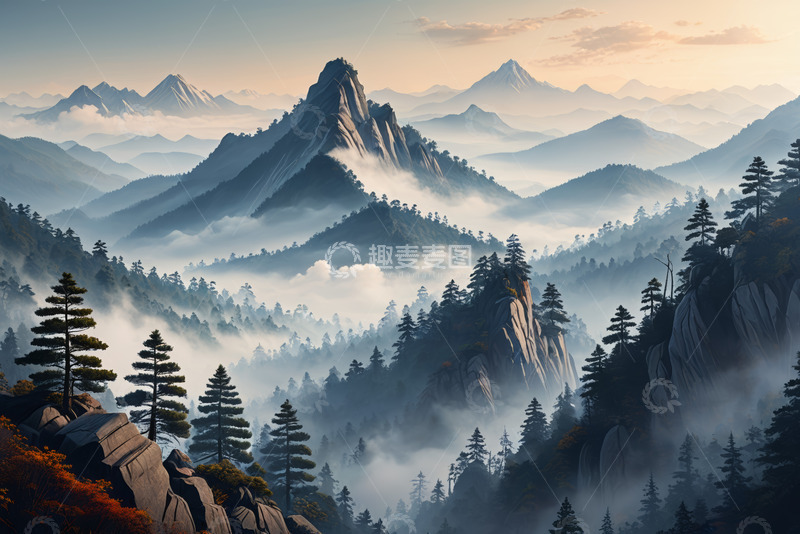 高清大图下载【趣麦麦图】山峦云海森林自然风光