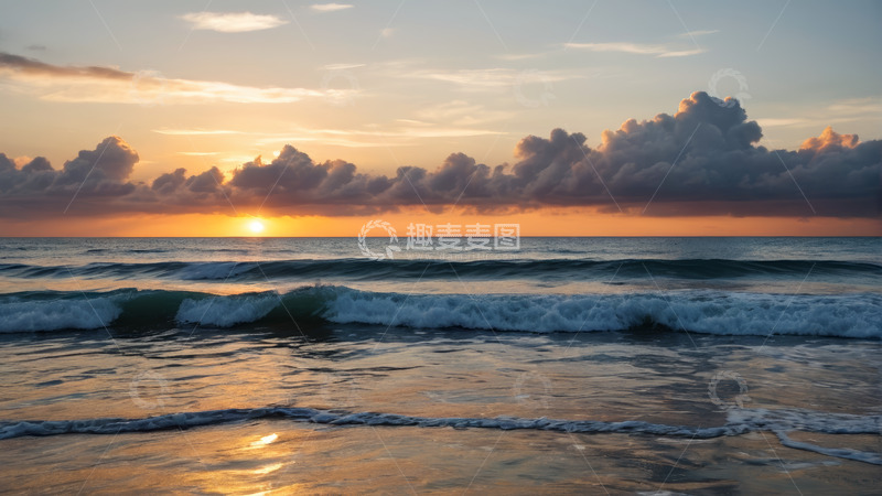 高清大图下载【趣麦麦图】海边日出自然风光景象