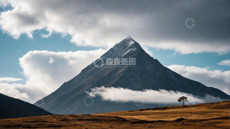 高清大图下载【趣麦麦图】高山草原孤树自然风光