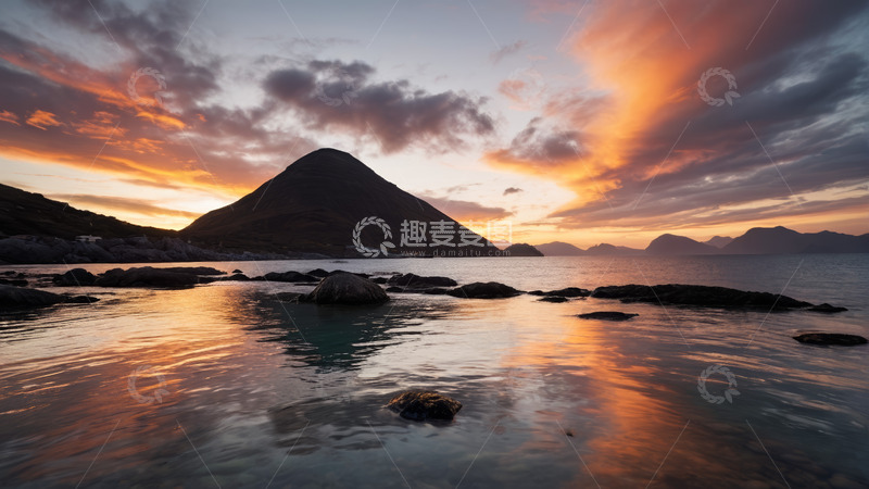 高清大图下载【趣麦麦图】海边日落山景自然风光