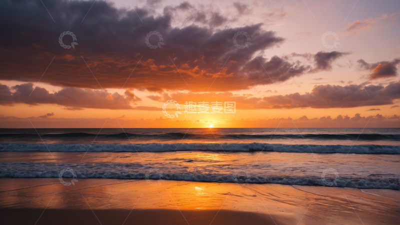 高清大图下载【趣麦麦图】海滩日落海洋风光