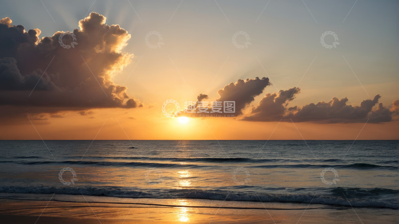 高清大图下载【趣麦麦图】海边日落时分的海景