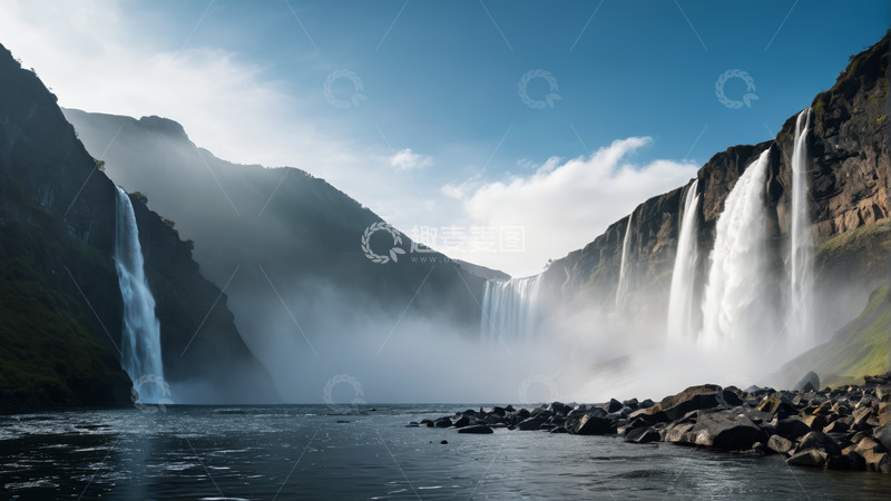 高清大图下载【趣麦麦图】壮观瀑布自然景观