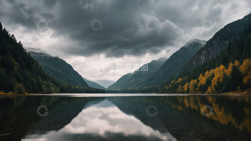 高清大图下载【趣麦麦图】山间湖泊自然风光全景