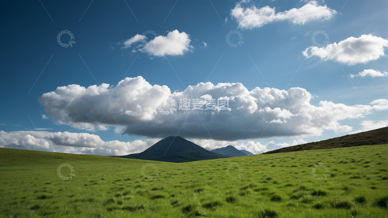 高清大图下载【趣麦麦图】蓝天白云下的绿色草原风景