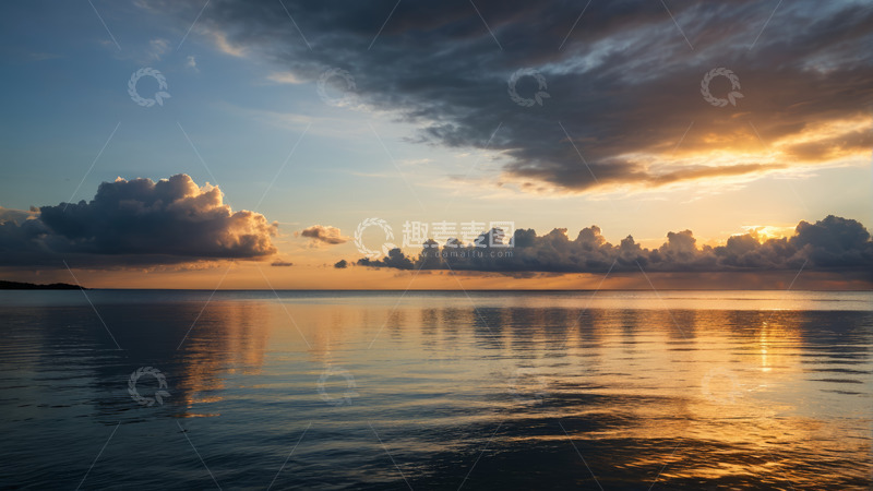 高清大图下载【趣麦麦图】海面日落时分自然风景