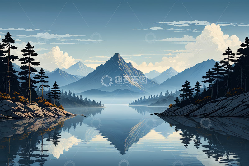 高清大图下载【趣麦麦图】山水森林自然风光全景