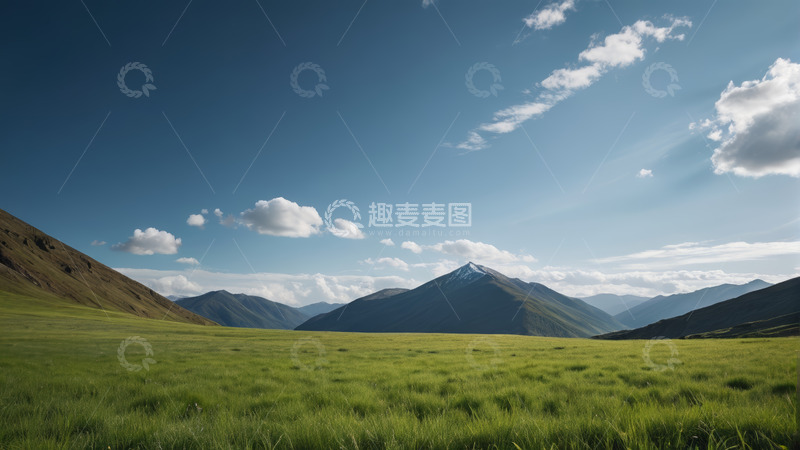 高清大图下载【趣麦麦图】草原与远山的自然风光