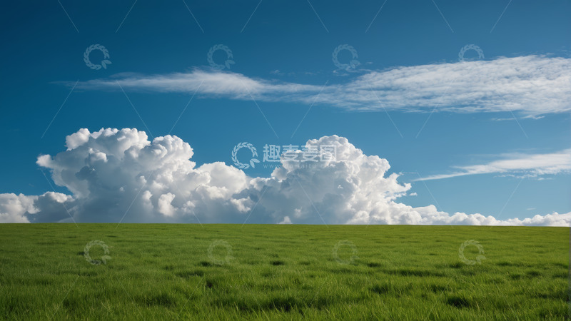 高清大图下载【趣麦麦图】广阔草地与蓝天白云风光