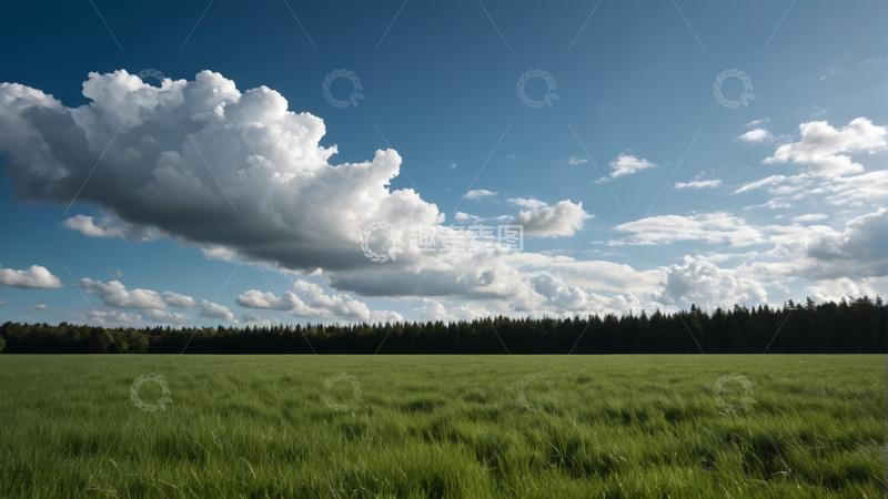 高清大图下载【趣麦麦图】广阔草原蓝天白云远景
