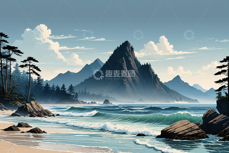 高清大图下载【趣麦麦图】海边山川自然风景