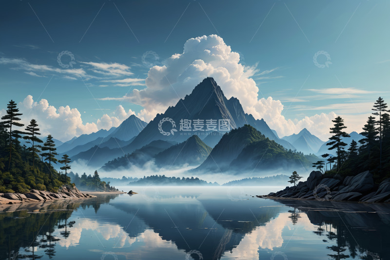 高清大图下载【趣麦麦图】山水湖泊自然风光景象