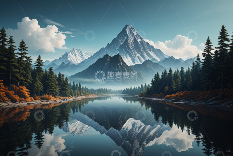 高清大图下载【趣麦麦图】山水相依的自然风光