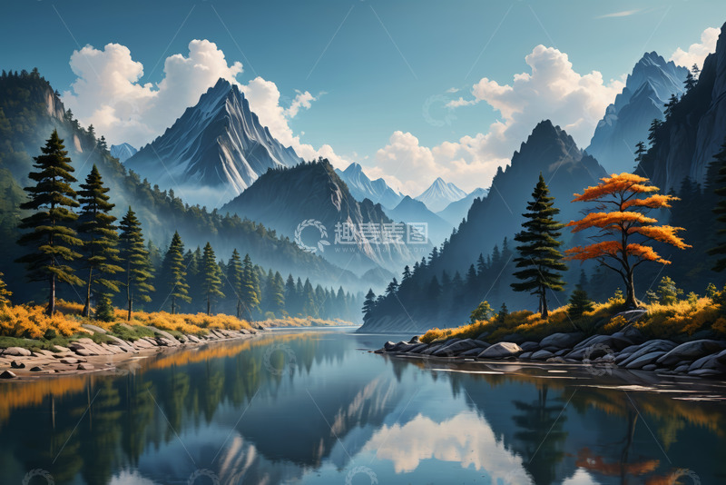 高清大图下载【趣麦麦图】山水森林自然风光全景