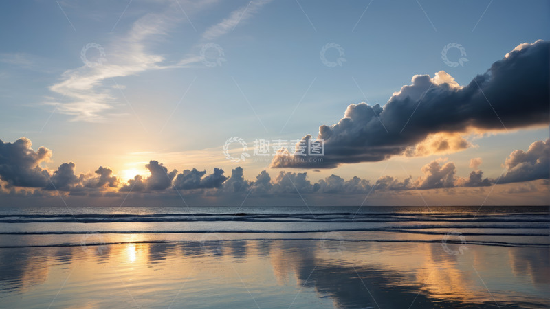 高清大图下载【趣麦麦图】海滩日出自然风光