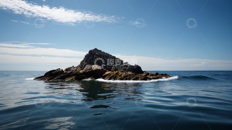 高清大图下载【趣麦麦图】海中岩石与蓝天海景