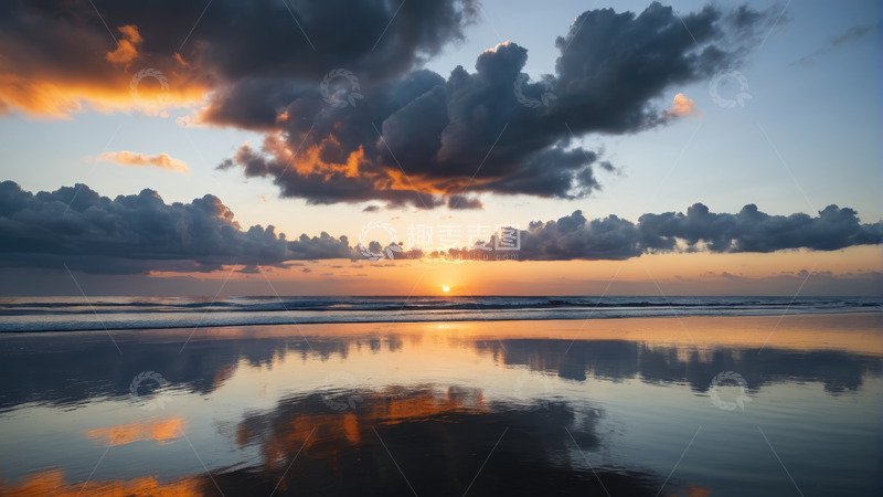 高清大图下载【趣麦麦图】海滩日落自然风光