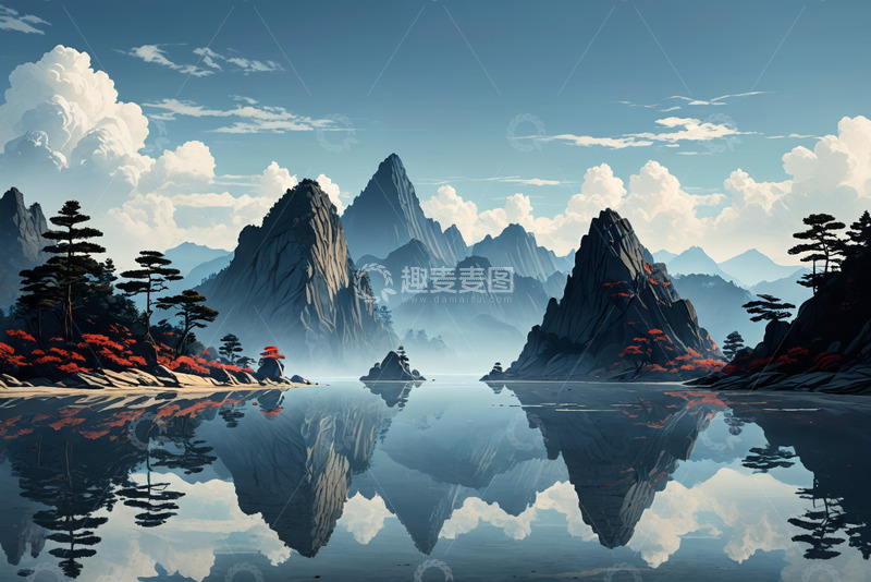 高清大图下载【趣麦麦图】山水倒影自然风光全景