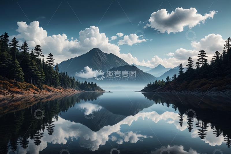 高清大图下载【趣麦麦图】山水湖泊自然风光全景