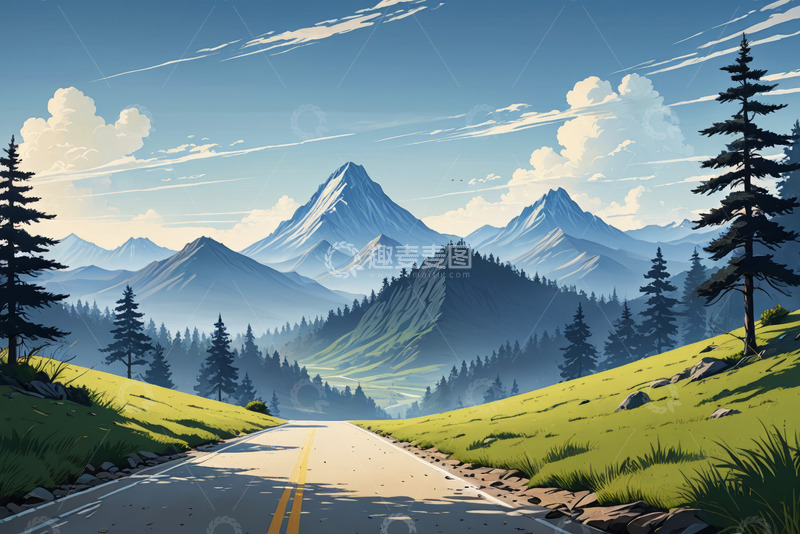 高清大图下载【趣麦麦图】山间公路自然风光