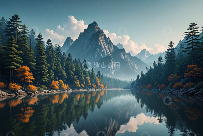 高清大图下载【趣麦麦图】山林湖泊自然风光