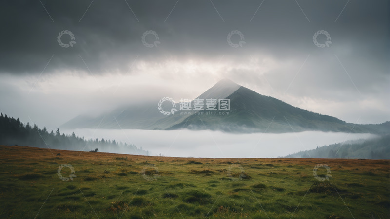 高清大图下载【趣麦麦图】山间云雾缭绕的自然风光