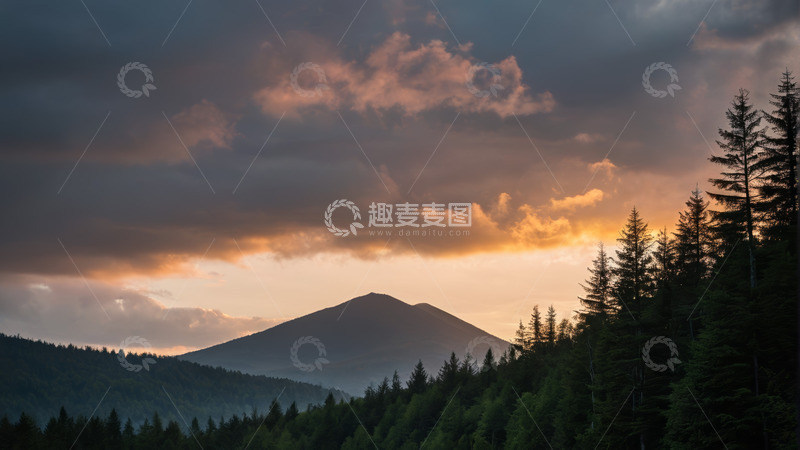 高清大图下载【趣麦麦图】山林暮色自然风光