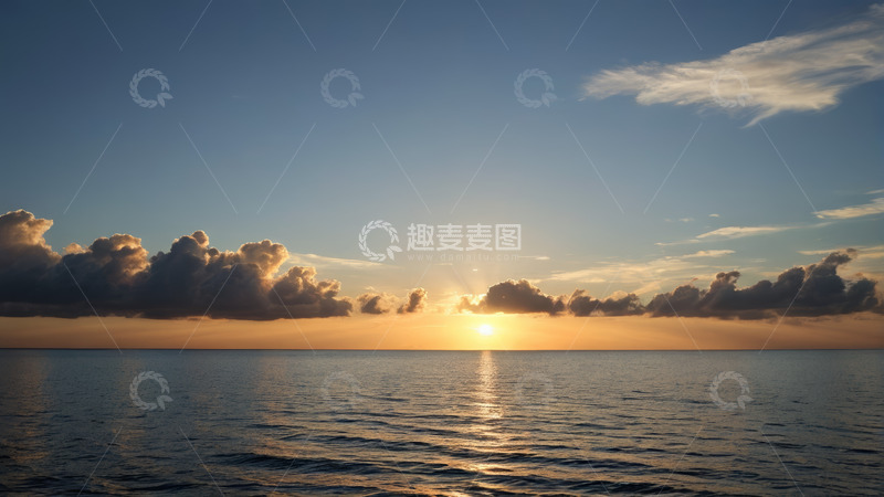 高清大图下载【趣麦麦图】海面日出天空云彩景象