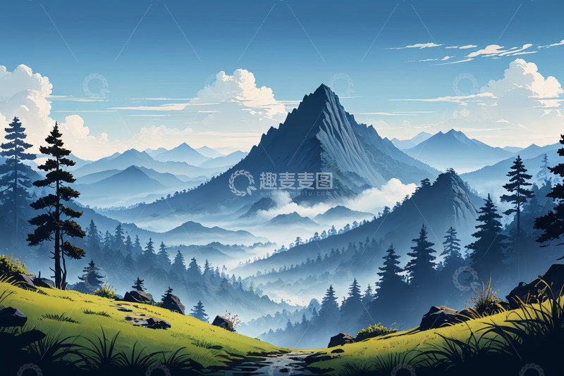 高清大图下载【趣麦麦图】山林自然风光全景